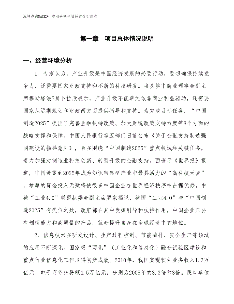 电动手柄项目经营分析报告_第1页