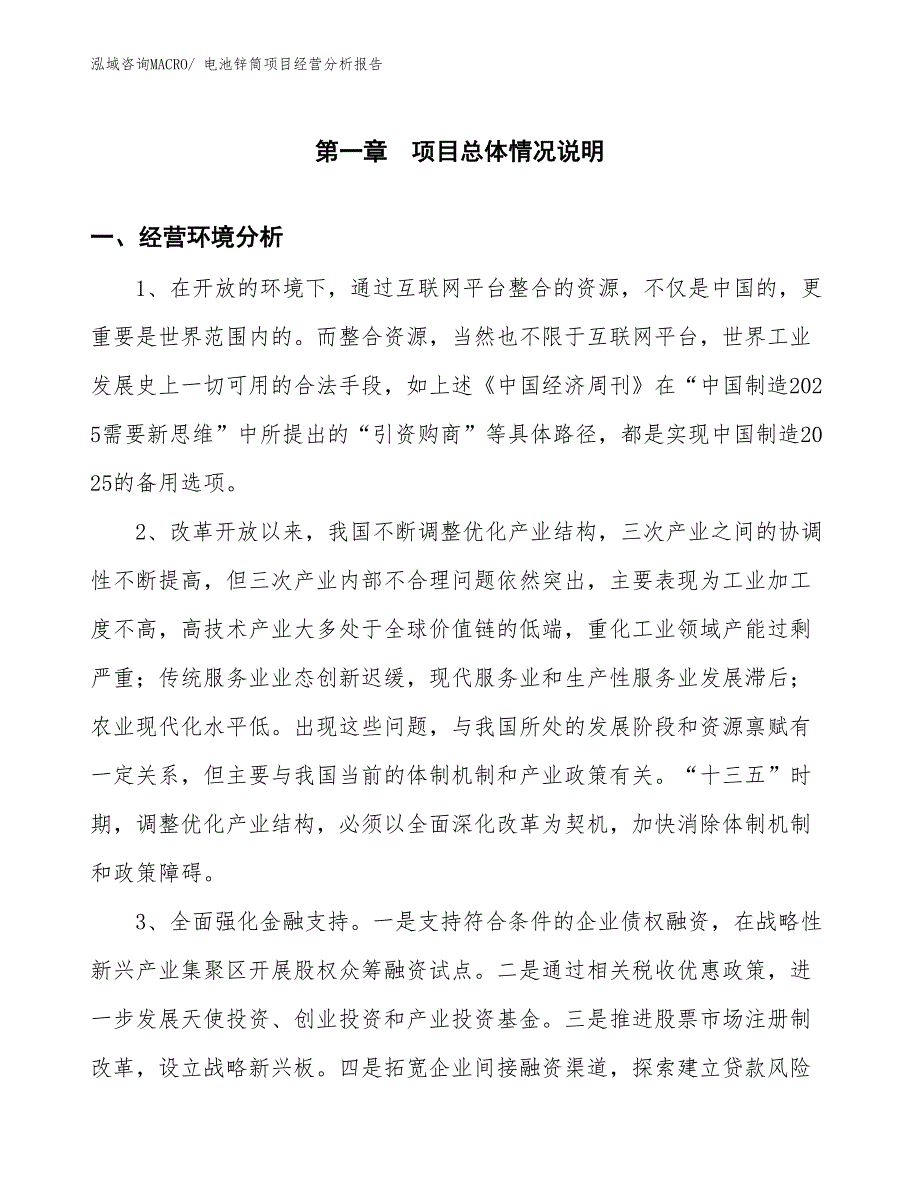 电池锌筒项目经营分析报告_第1页