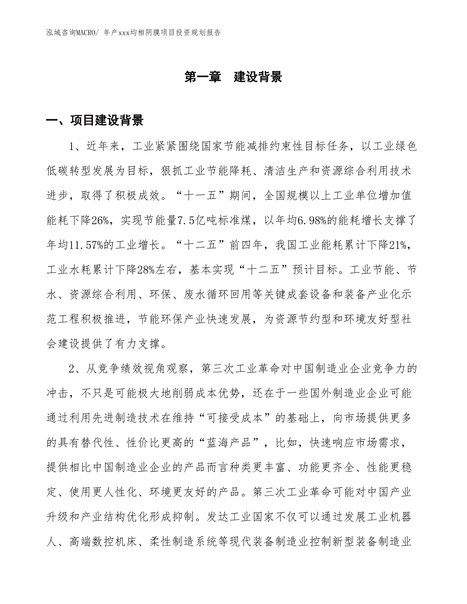 年产xxx均相阴膜项目投资规划报告_第3页