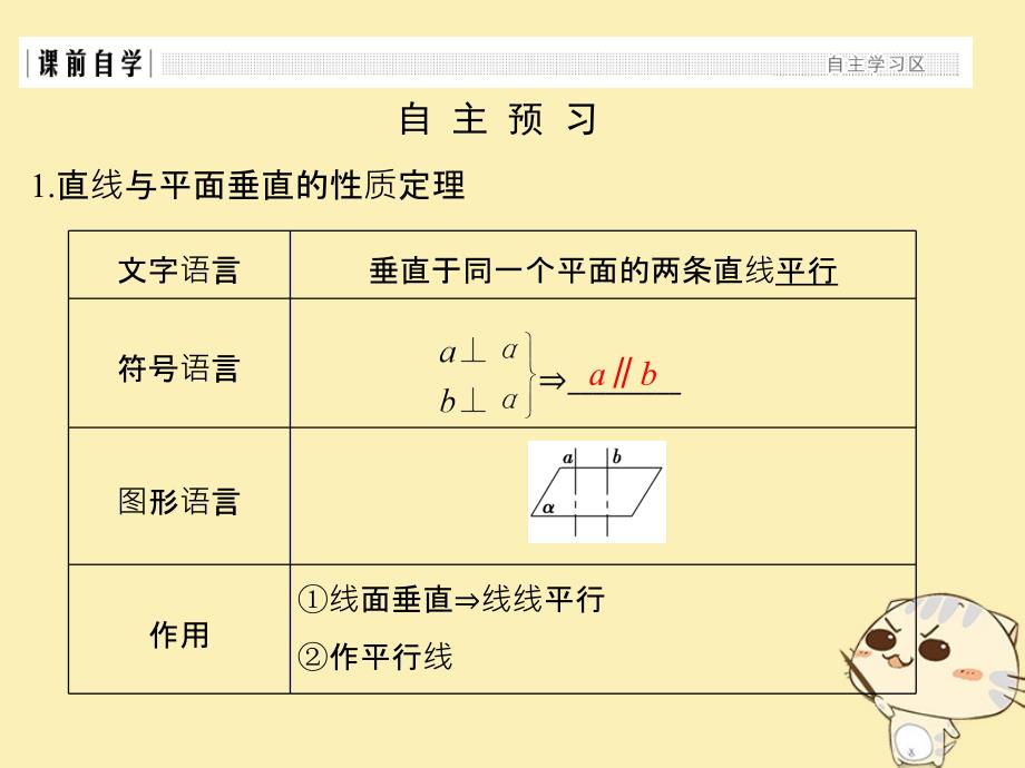 浙江专用2018版高中数学第二章点直线平面之间的位置关系2.32.3.3直线与平面垂直的性质2.3.4两条平行直线间的距离课件新人教a版必修_第2页