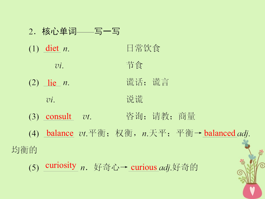 2018版高考英语大一轮复习第1部分模块复习方略unit2healthyeating课件新人教版必修_第4页