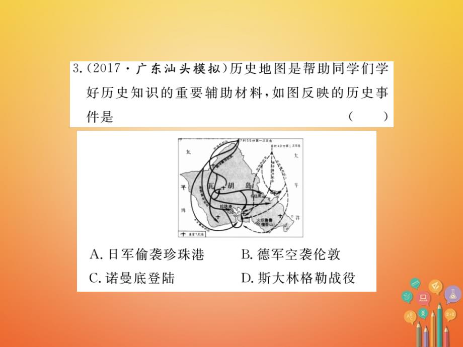 安徽专版2018年九年级历史下册第三单元第二次世界大战小结同步测试课件新人教版_第3页