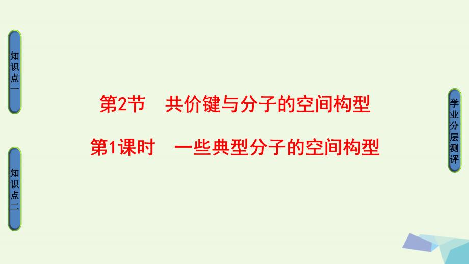 2018-2019学年高中化学第2章化学键与分子间作用力第2节共价键与分子的空间构型第1课时一些典型分子的空间构型课件鲁科版选修_第1页