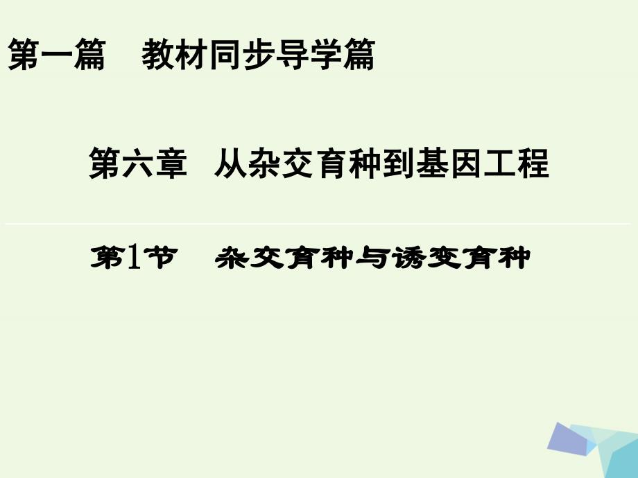 2018-2019年高中生物第六章从杂交育种到基因工程第1节杂交育种与诱变育种课件新人教版必修_第1页