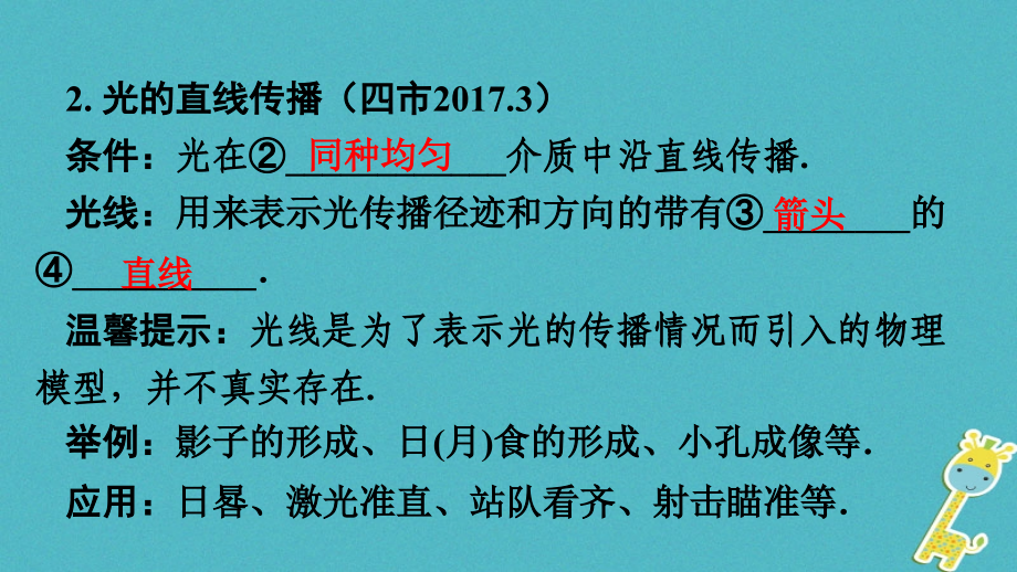 2018年中考物理基础过关复习第四章光现象课件新人教版_第3页