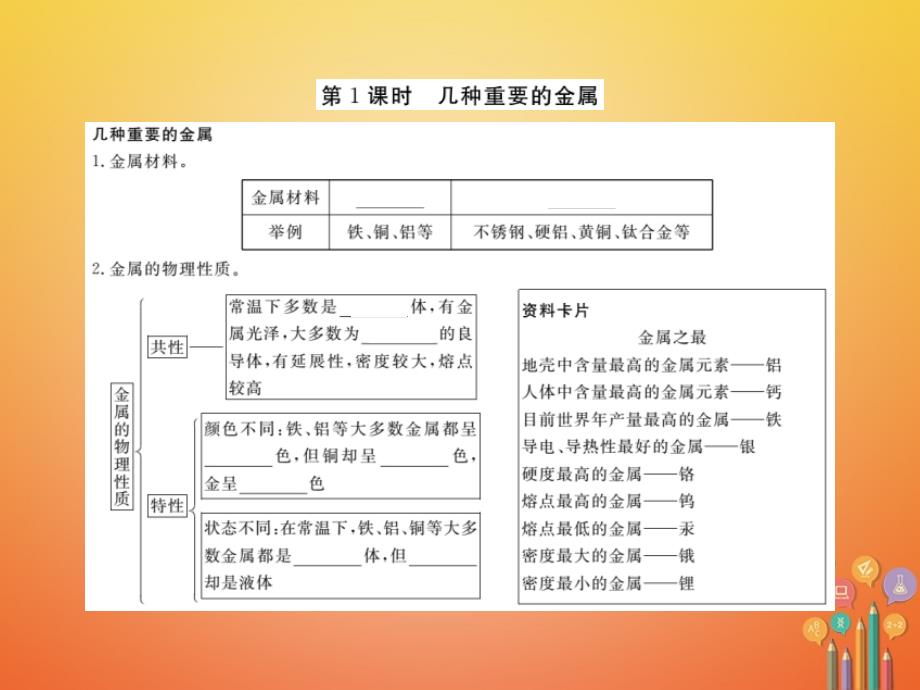 通用2018九年级化学下册第8单元金属和金属材料课题1金属材料课件(新版)新人教版_第2页