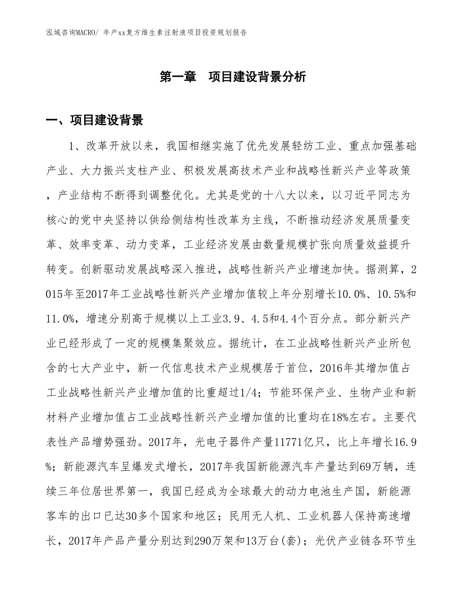 年产xx复方维生素注射液项目投资规划报告_第3页