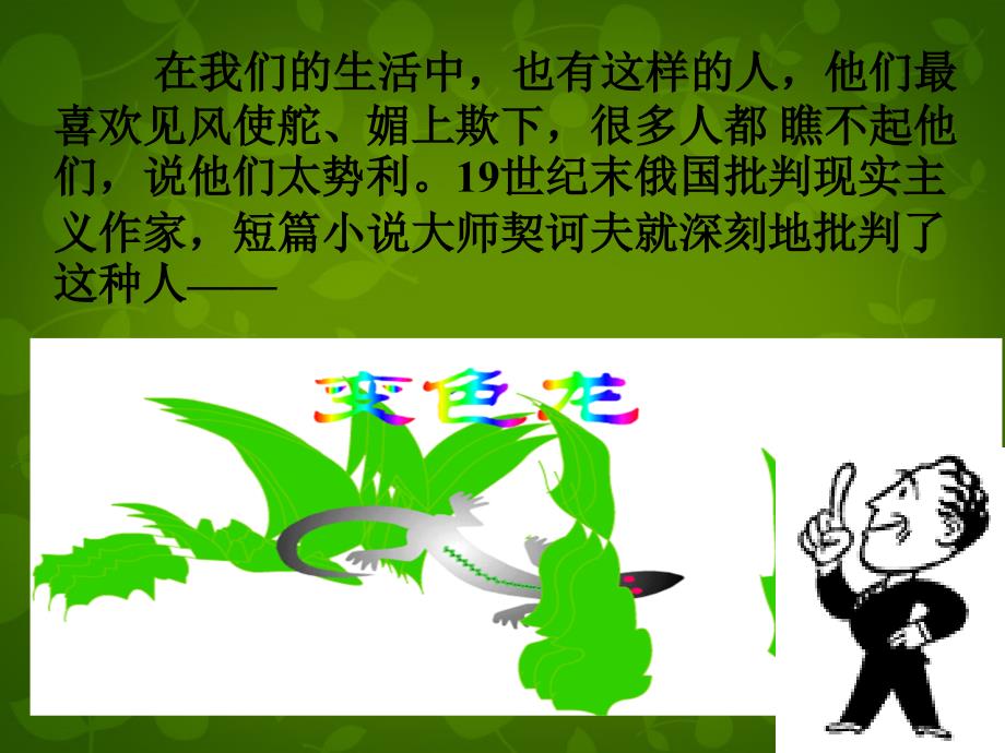 陕西省安康市汉滨区建民办建民初级中学九年级语文下册 7 变色龙课件 新人教版_第2页