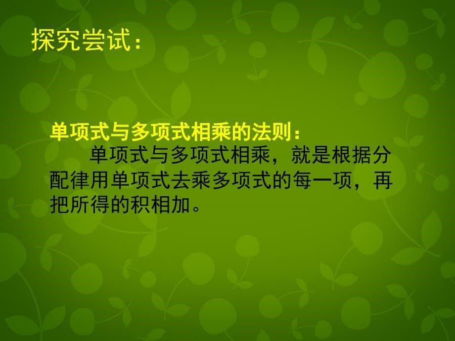 甘肃省瓜州县第二中学七年级数学下册 1.4 整式的乘法课件3 （新版）北师大版_第5页