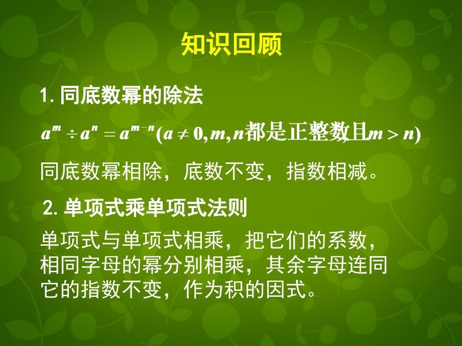 贵州省贵阳市白云区第七中学七年级数学下册《1.7 整式的除法（一）》课件 （新版）北师大版_第2页