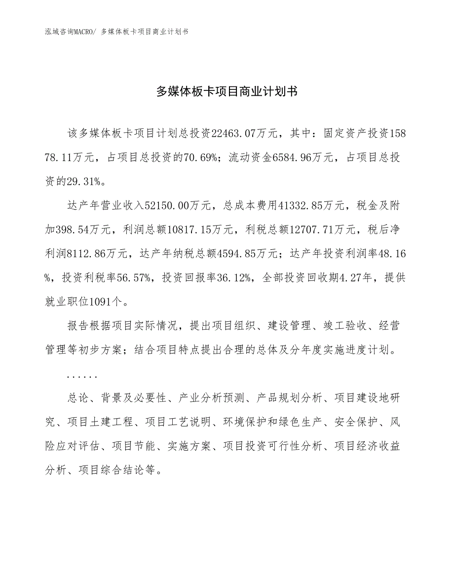 （创业）多媒体板卡项目商业计划书_第1页