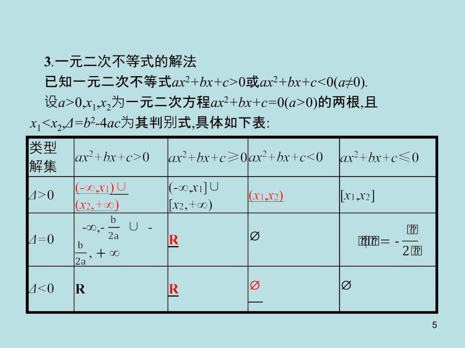 2018人教B版数学选修4-5课件1.1.2　一元一次不等式和一元二次不等式的解法课件_第5页