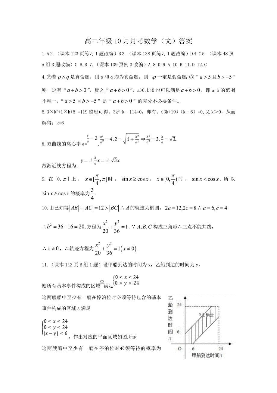 河北省曲阳县一中2018-2019学年高二上学期10月月考数学（文）试卷_第5页