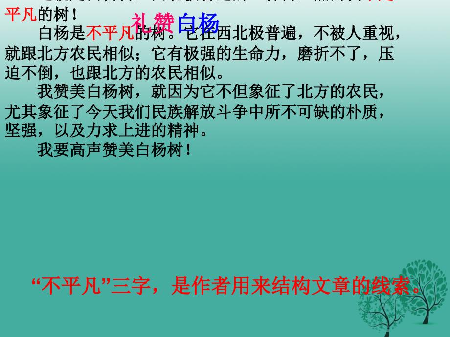 四川省三台县刘营镇初级中学校版九年级语文上册 1《白杨礼赞》课件 语文版_第4页