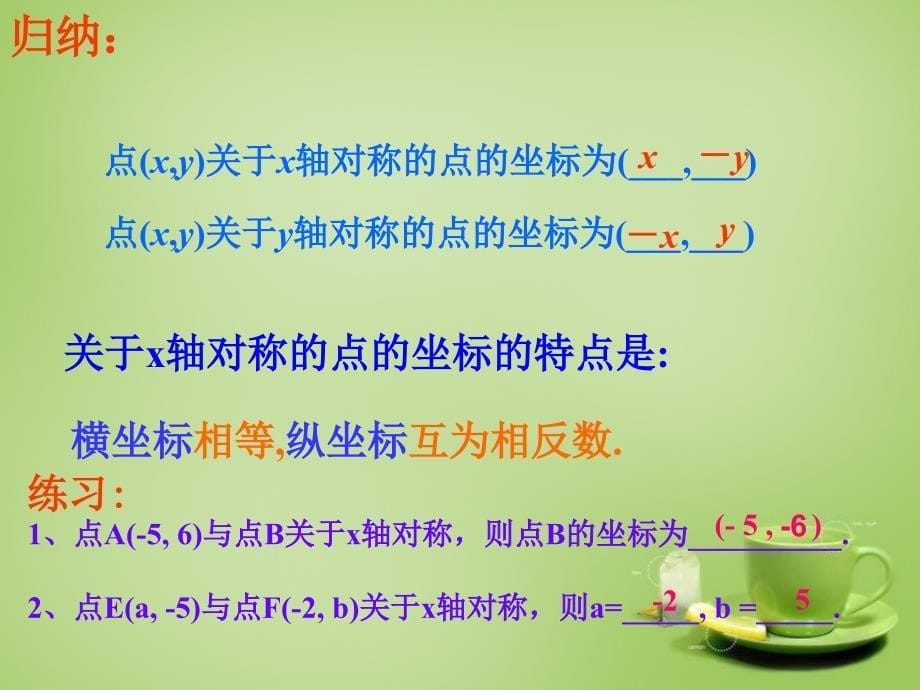 云南省广南县篆角乡初级中学八年级数学上册 13.2.2 用坐标表示轴对称课件 新人教版_第5页