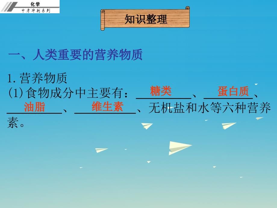 2018年中考化学总复习 第二十一章 化学物质与健康、有机合成材料（课堂本）课件_第4页