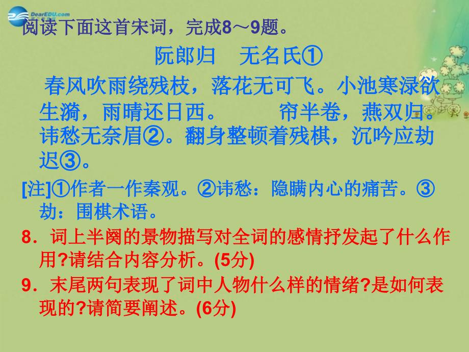 河北省定兴县北河中学高中语文 阮郎归课件 新人教版必修5_第2页