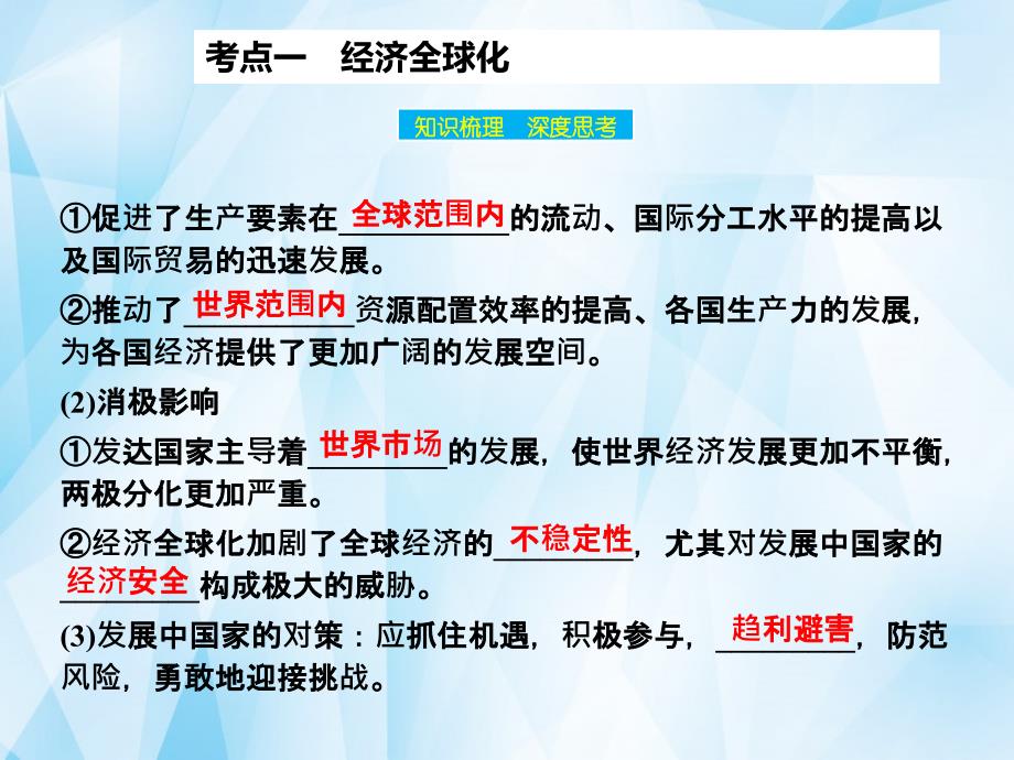 2018届高考政治大一轮复习 第四单元 第十一课 经济全球化与对外开放课件 新人教版_第4页