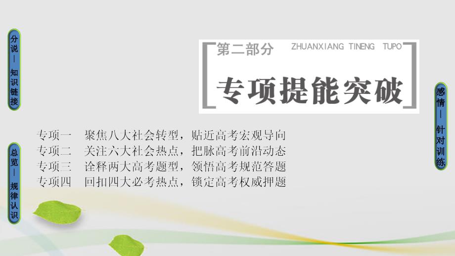 通用版2018届高三历史二轮复习第2部分专项1主题1时代“大变革”走向“大一统”课件_第1页