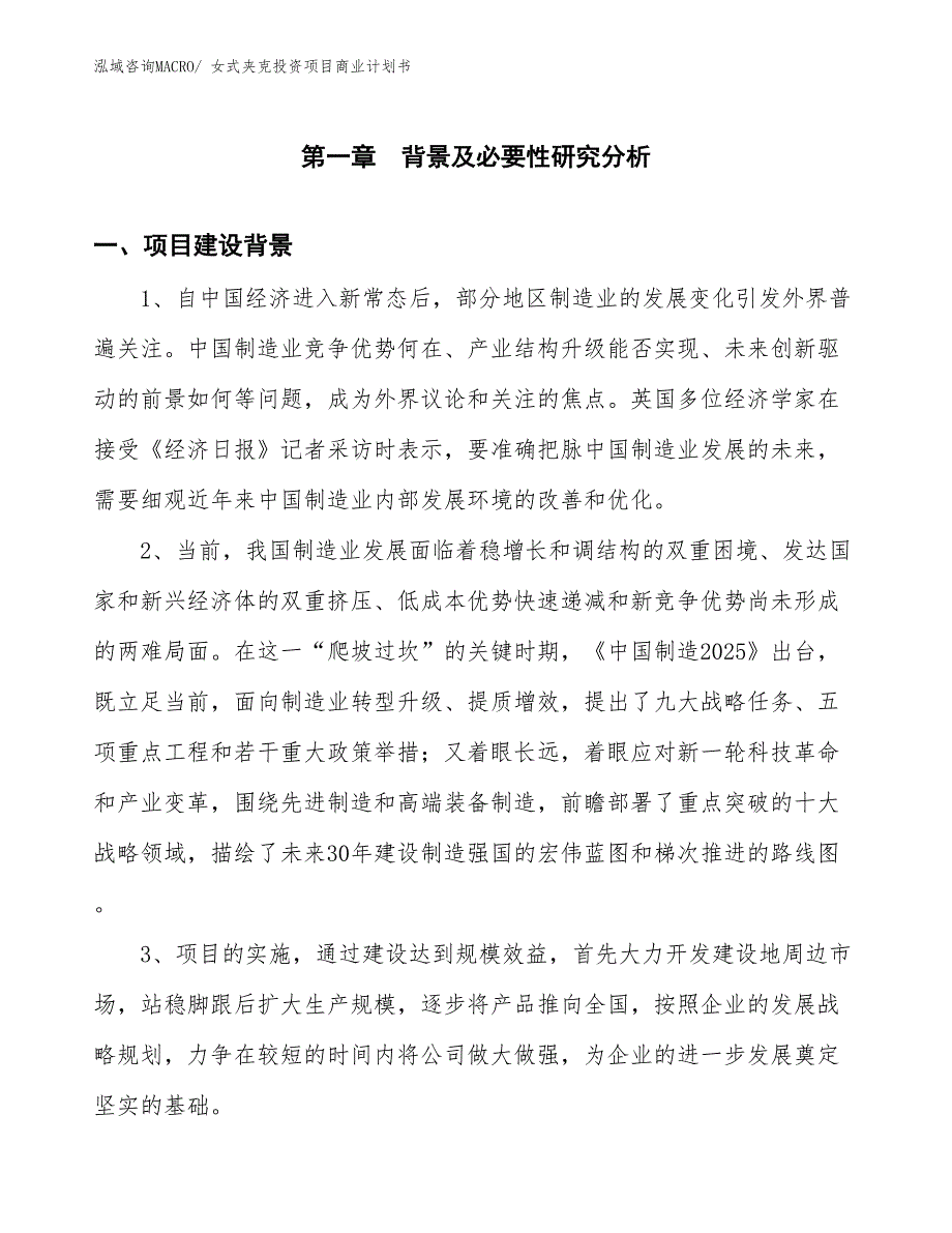 （准备资料）女式夹克投资项目商业计划书_第3页