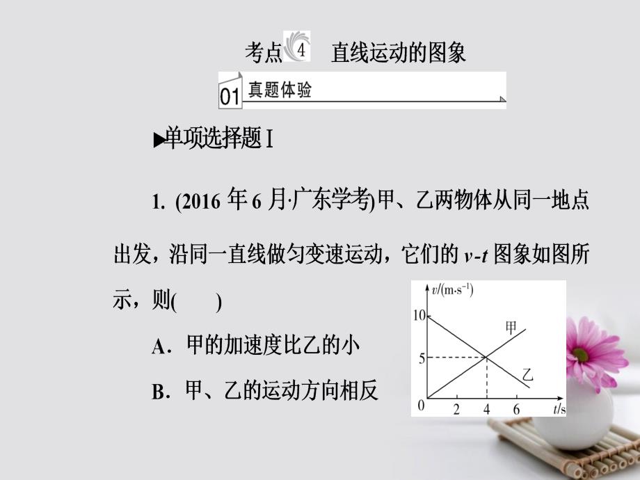 2018-2019学年高考物理一轮复习专题一直线运动考点4直线运动的图象课件_第2页