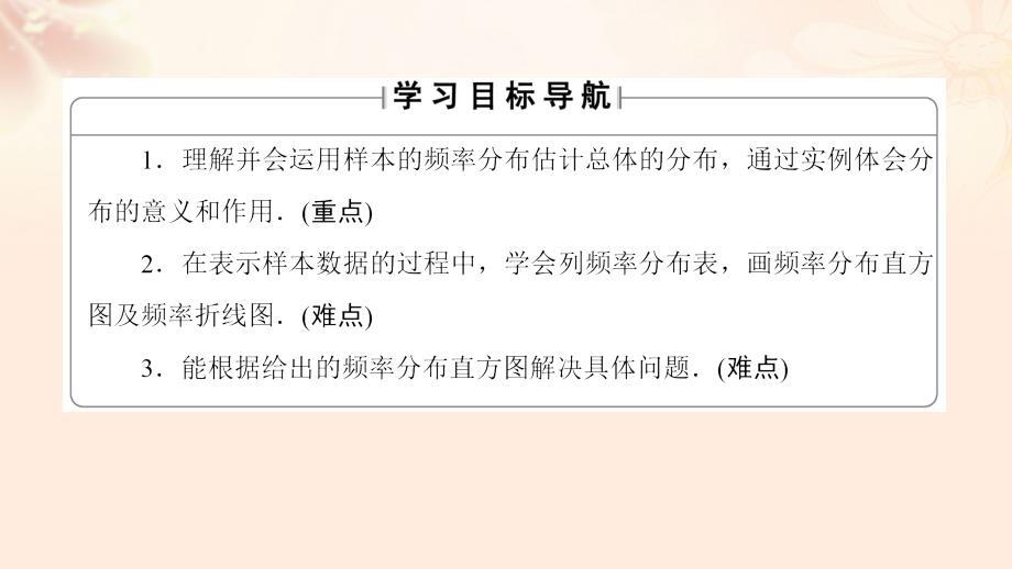 2018-2019学年高中数学 第1章 统计 5.1 估计总体的分布 5.2 估计总体的数字特征课件 北师大版必修3_第2页