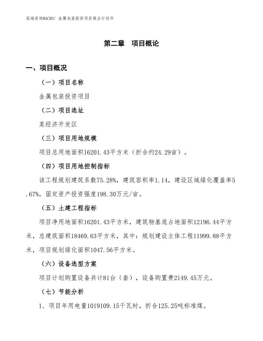 （模板）金属包装投资项目商业计划书_第5页