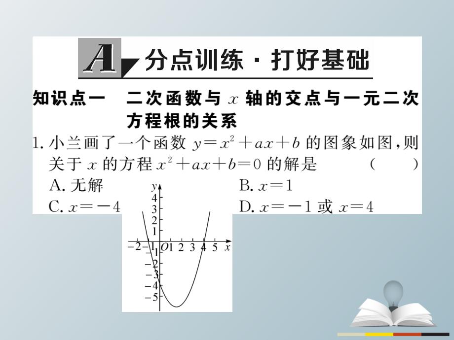 2018春九年级数学下册 1.4 二次函数与一元二次方程的联系习题课件 （新版）湘教版_第2页