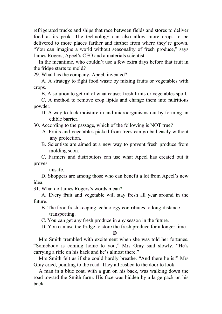 河南省中牟县第一高级中学2019届高三上学期第四次双周考英语试卷_第4页