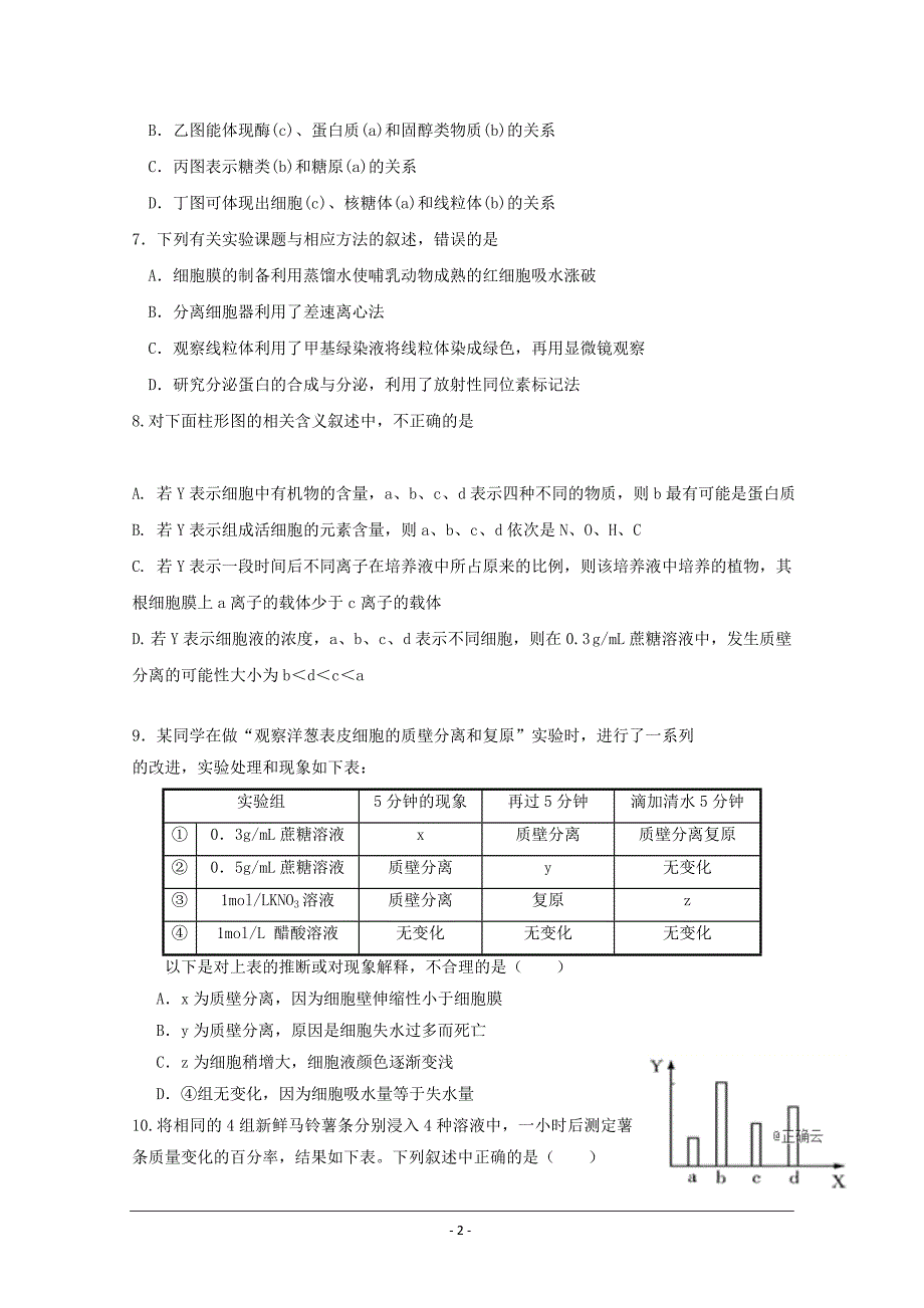 广丰一中2018-2019学年度下学期期初考试高一生物试卷---精校Word版含答案_第2页