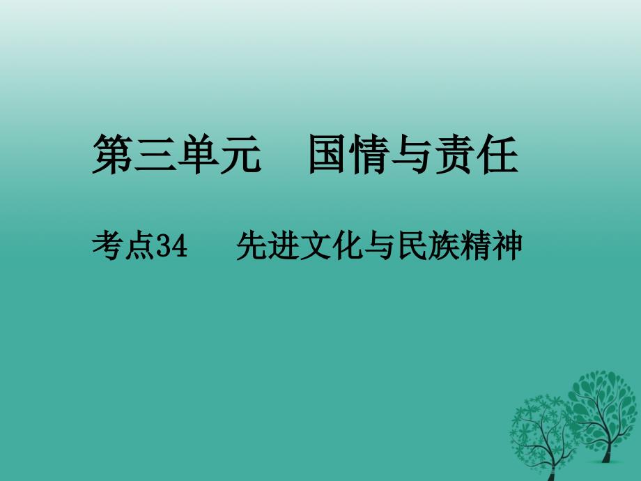 江西省2018年中考政治第三单元国情与责任考点34先进文化与民族精神复习课件_第1页