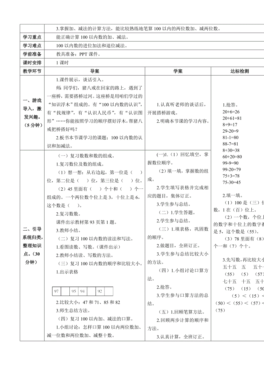 人教版一年级数学下册8 总复习导学案第1-2课时 数与代数_第2页