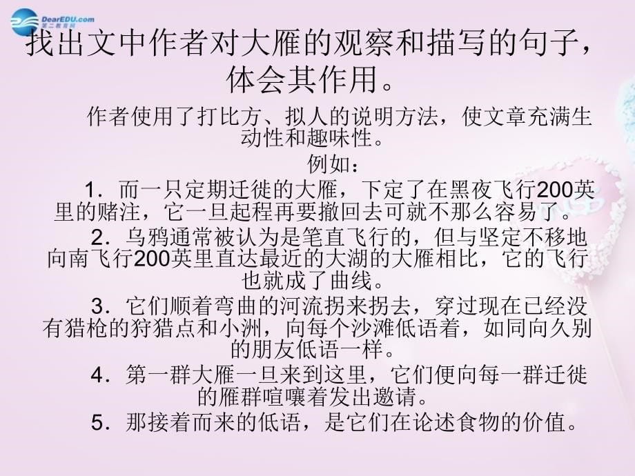 山东省泰安市新城实验中学2018春八年级语文下册 14《大雁归来》课件2 新人教版_第5页