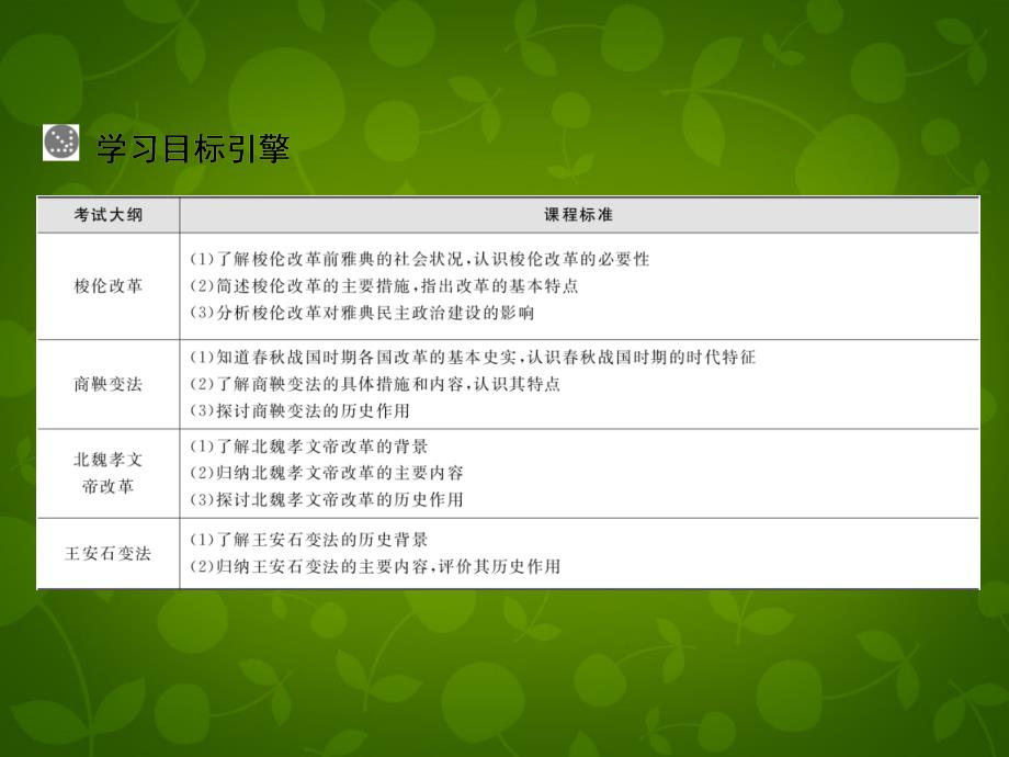 2018届高考历史一轮总复习 古代历史上的重大改革课件 新人教版选修1_第4页