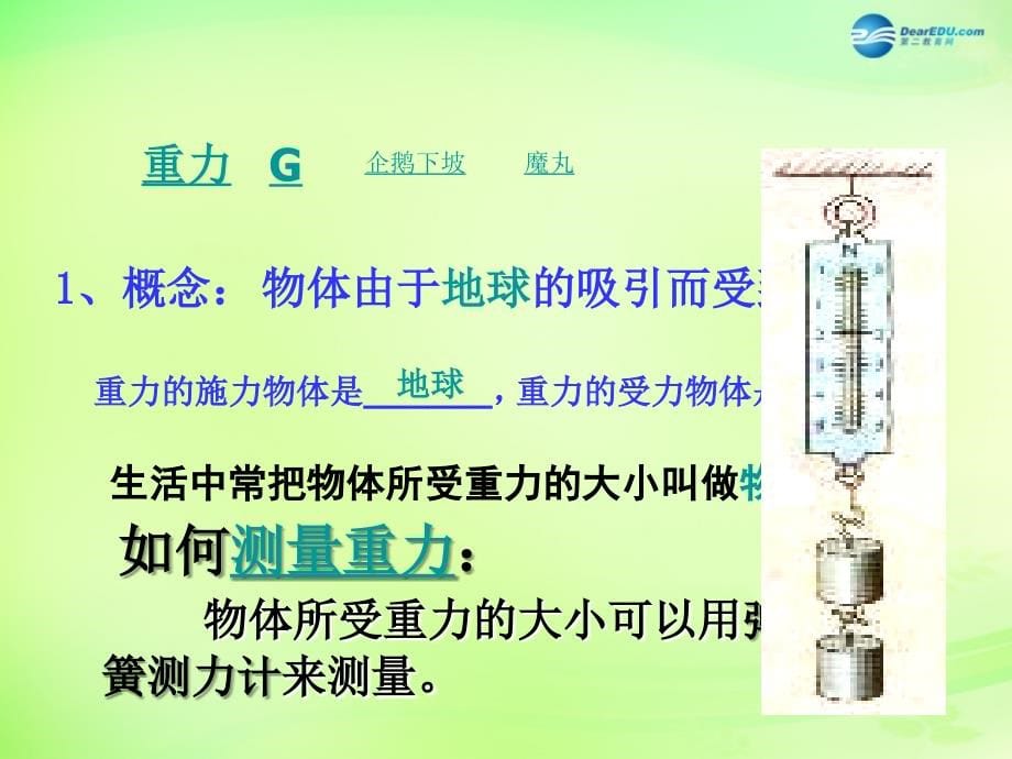 江苏省溧水县孔镇中学八年级物理下册 8.2 重力 力的示意图课件2 （新版）苏科版_第5页