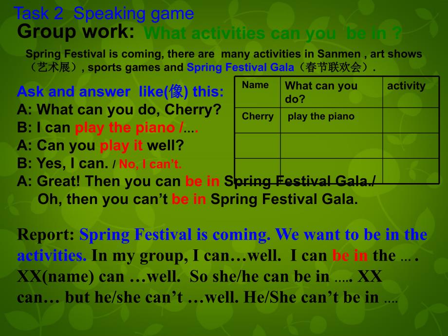 浙江省台州市县城关中学七年级英语下册 unit 1 can you play the guitar section b（3a-4）课件 （新版）人教新目标版_第4页