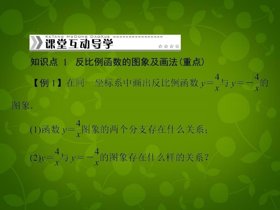 湖北省南漳县肖堰镇肖堰初级中学九年级数学下册 26.1.2 反比例函数的图像和性质（第2课时）课件 新人教版_第5页