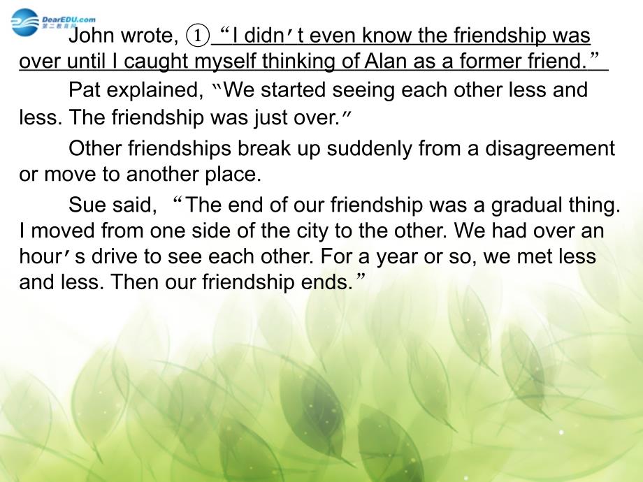 （天津专用）2018高中英语 3.1 interpersonal relationships friendship课件 外研版选修6_第2页