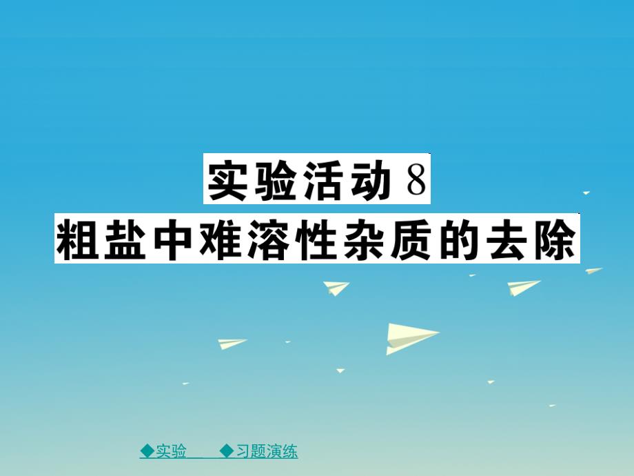 2018春九年级化学下册 第十一单元 盐 化肥 实验活动8 粗盐中难溶性杂质的去除课件 新人教版_第1页