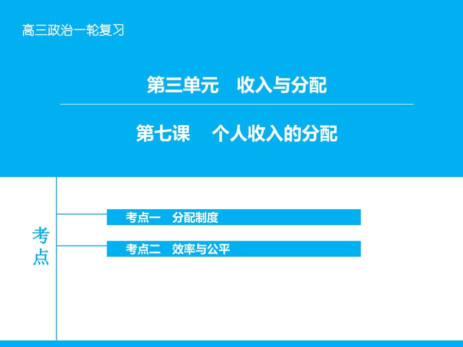 2018届高考政治大一轮复习 第三单元 第七课 个人收入的分配课件 新人教版_第1页