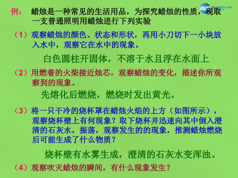 江苏省盱眙县第二中学九年级化学全册 第1章 开启化学之门复习课件 （新版）沪教版_第1页