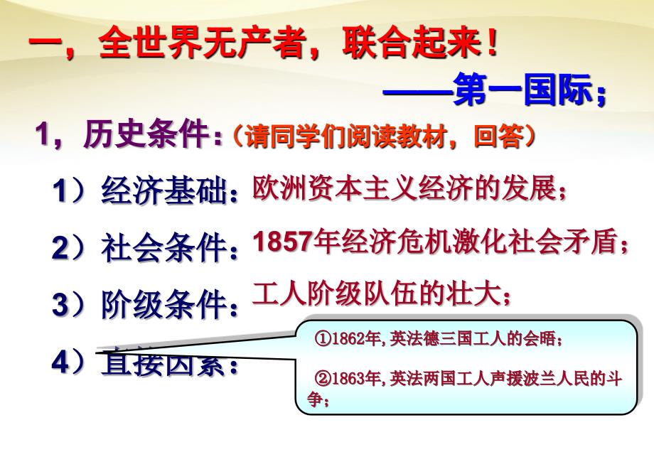 福建省龙岩市长汀县龙宇中学2018-2019学年高中历史 8.2国际工人运动的艰辛历程课件 新人教版必修1_第4页