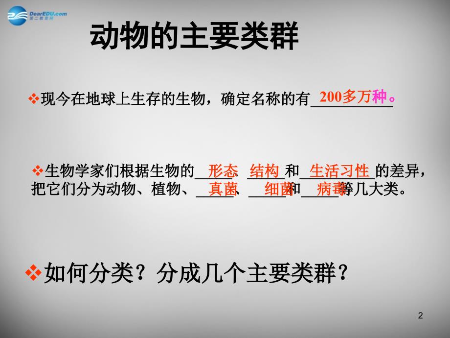 安徽省界首市崇文中学八年级生物下册 第22章 第4节 动物的主要类群课件 北师大版_第2页