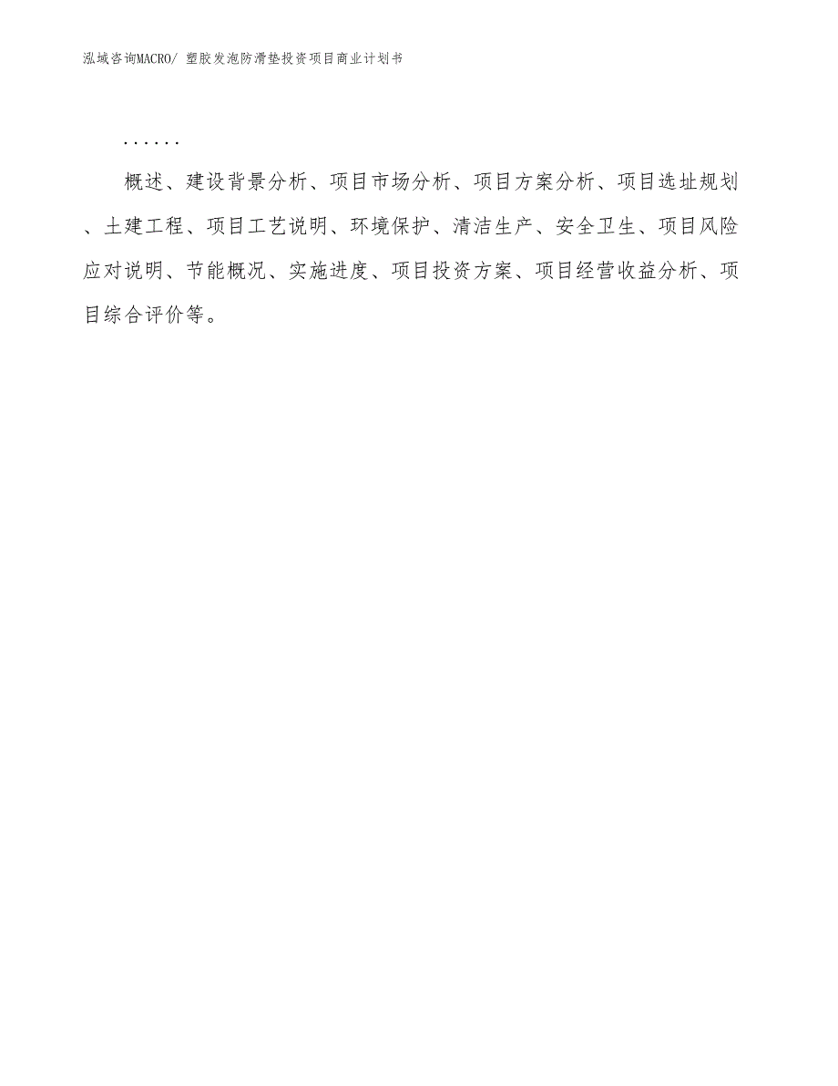 （模板）塑胶发泡防滑垫投资项目商业计划书_第2页