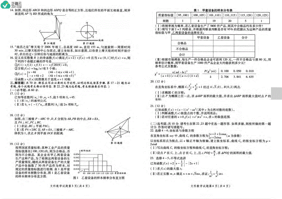 陕西省2019届高三第一次模拟考试数学（文）试卷（pdf版）_第2页