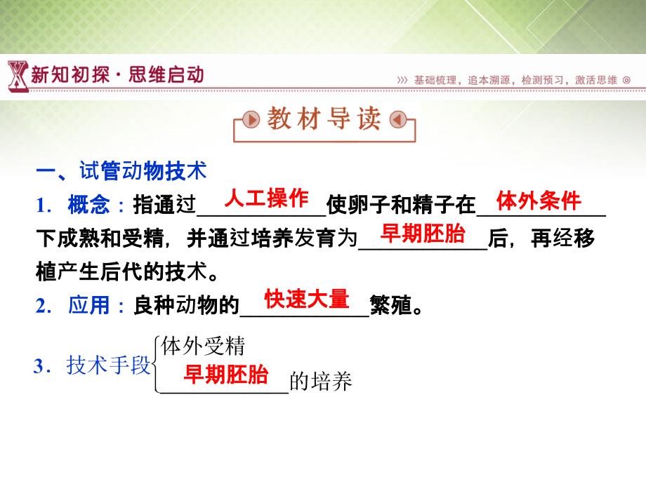 优化方案2018年高中生物 专题3.2 体外受精和早期胚胎培养课件 新人教版选修3_第3页