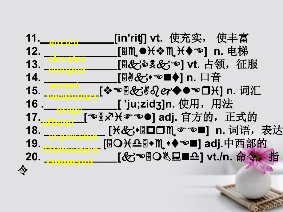 2018届高三英语暑假一轮复习基础知识自测unit2englisharoundtheworld课件新人教版必修_第4页