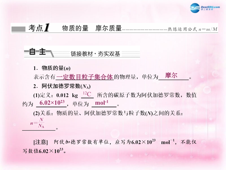 2018高考化学大一轮复习 第一章  第一节物质的量　气体摩尔体积课件 新人教版_第3页