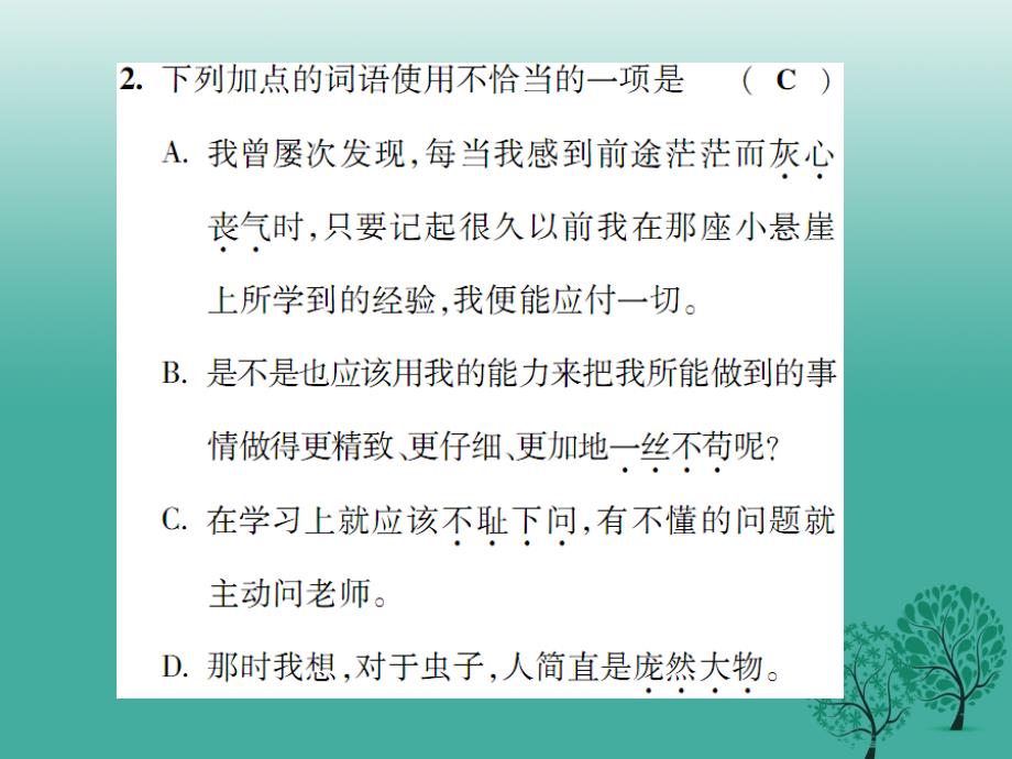 2018春九年级语文下册 专题复习二 词语的运用课件 （新版）苏教版_第3页