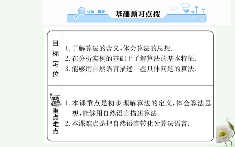 2018年秋高中数学 第一章 算法初步 1.1.1 算法的概念课件 新人教版必修3_第2页